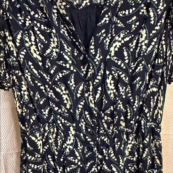 ba&sh Black and Cream Leaf Print Mini Dress - Picture 3 of 4